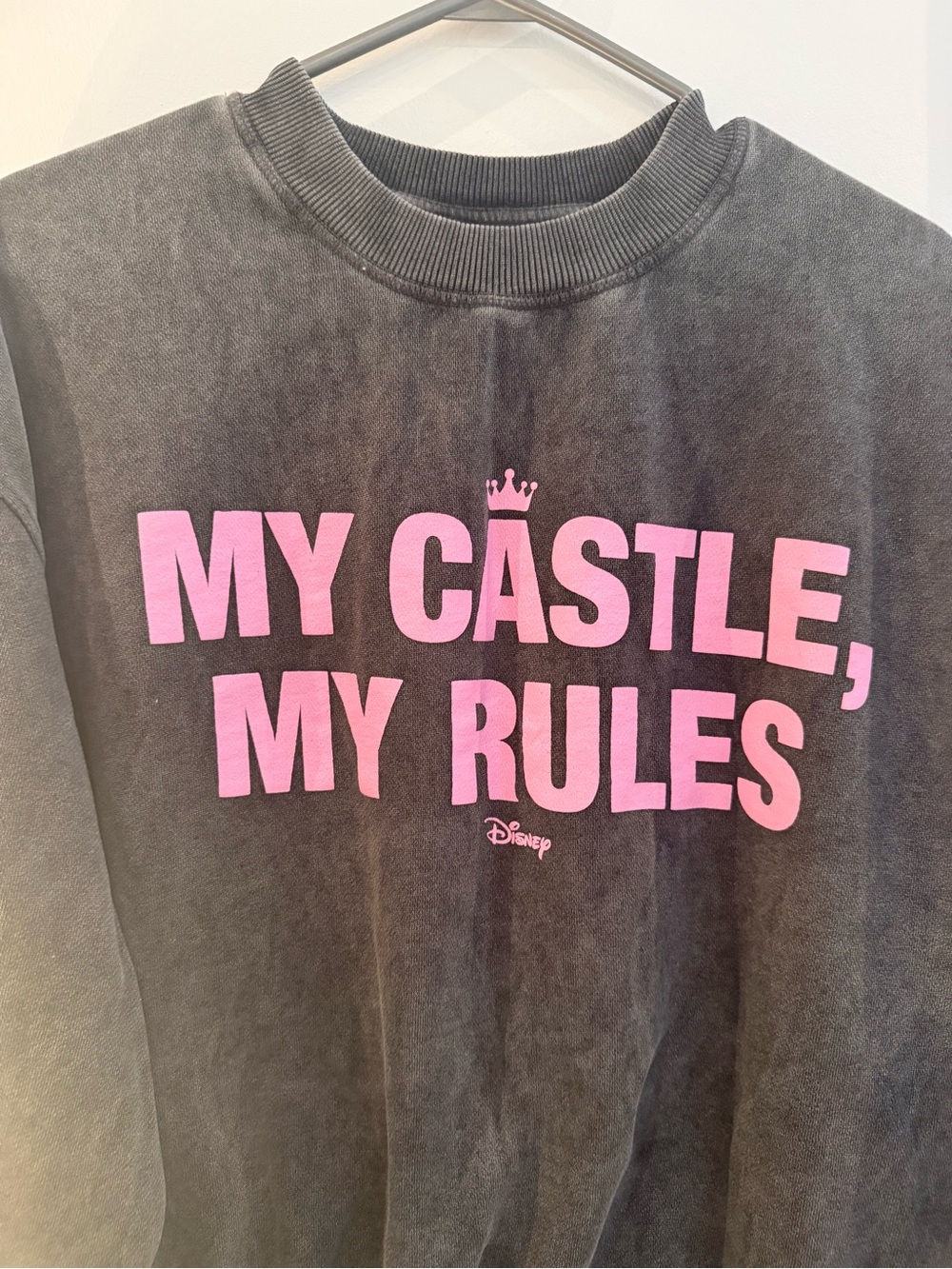 Zara Charcoal Gray Crewneck Sweatshirt with Pink 'My Castle, My Rules' Graphic - Picture 3 of 4